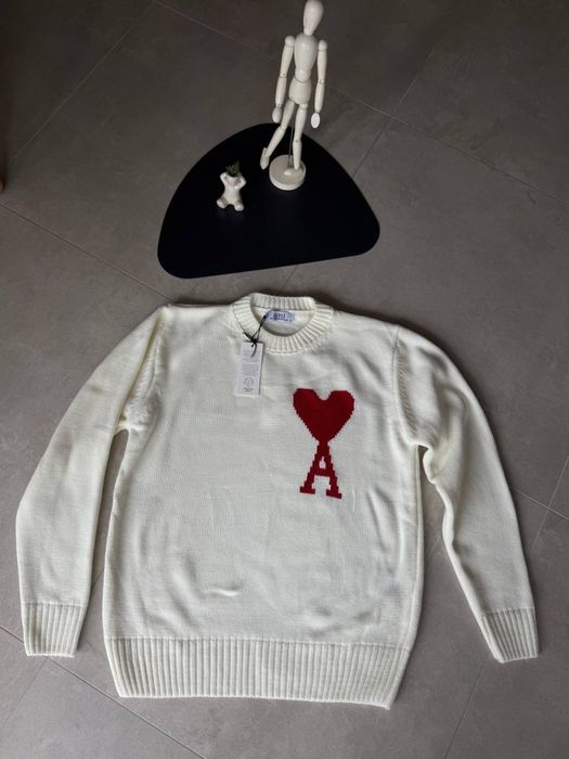 Светр Ami чоловічий білий светр амі чоловічий білий бавовняний