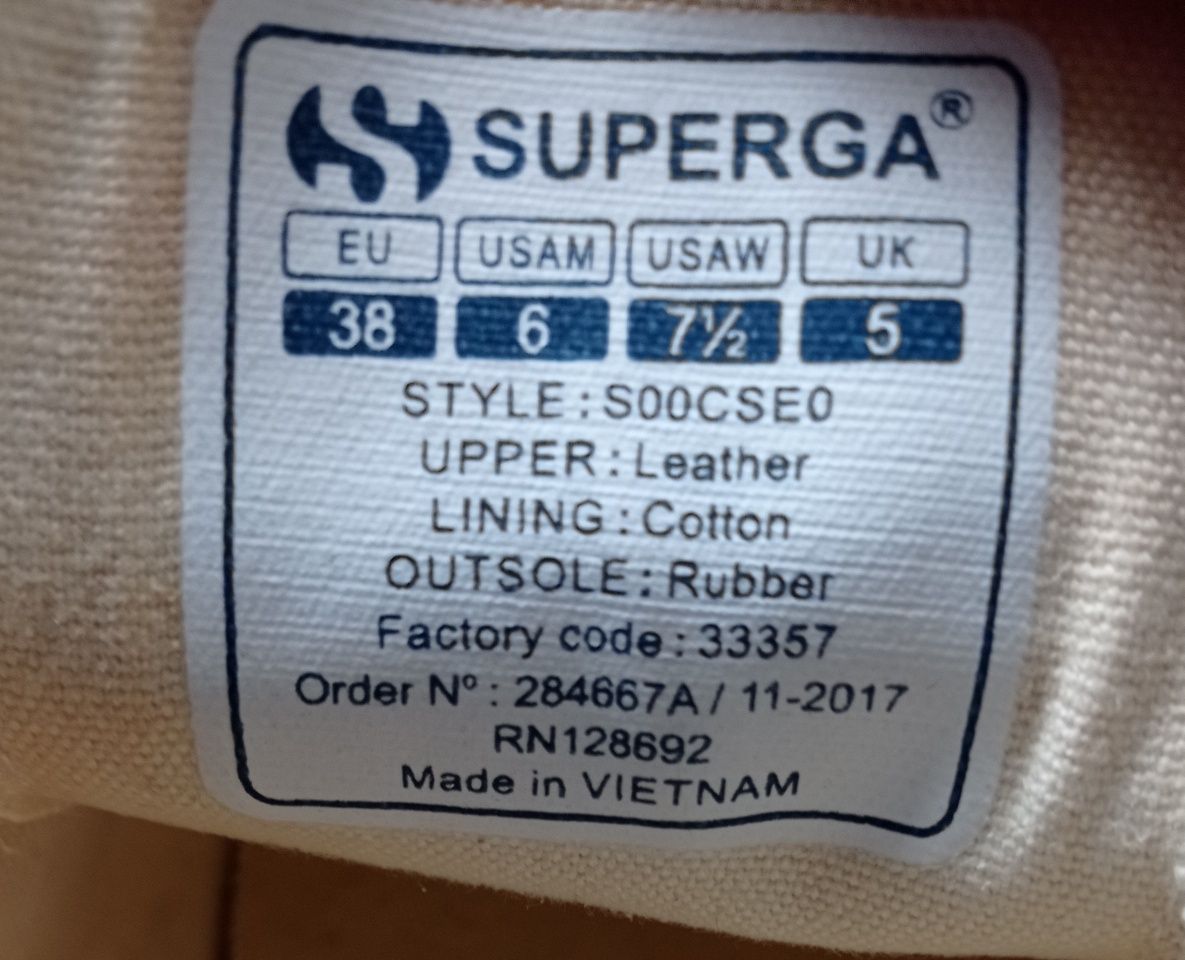 Кроссовки, кеды  SUPERGA, размер 38, кожаные.