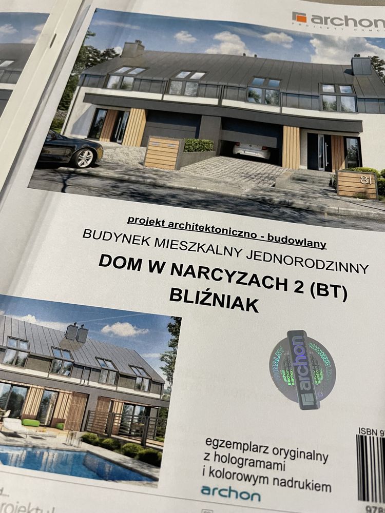 Projekt domu w zabudowie bliźniaczej Archon Dom w narcyzach 2, WT2021.
