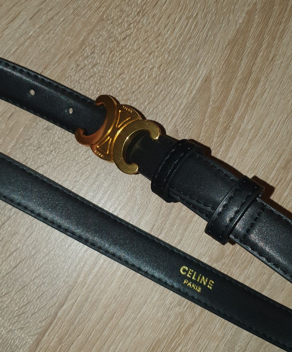 Damski pasek skórzany, czarny 90 cm