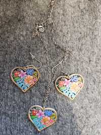 Komplet biżuterii malowane  serca