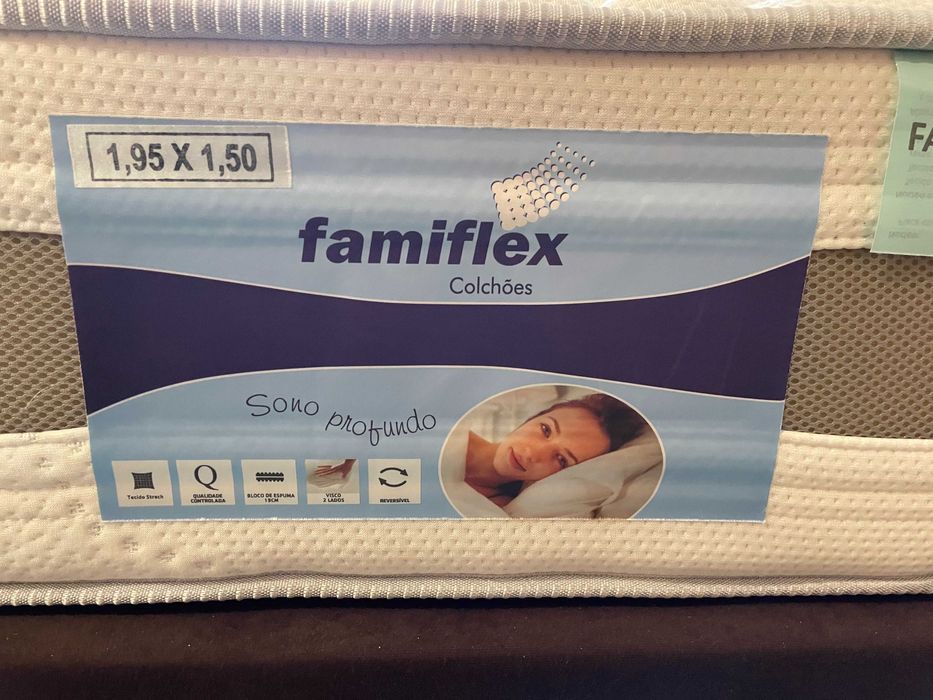 Excepcional colchão ortopédito FAMIFLEX e cama/box castanha. Novo.