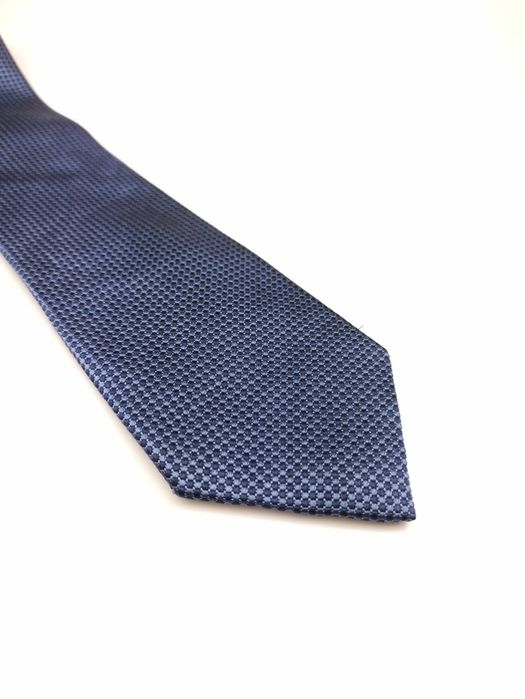 Granatowy niebieski jedwabny krawat zm97