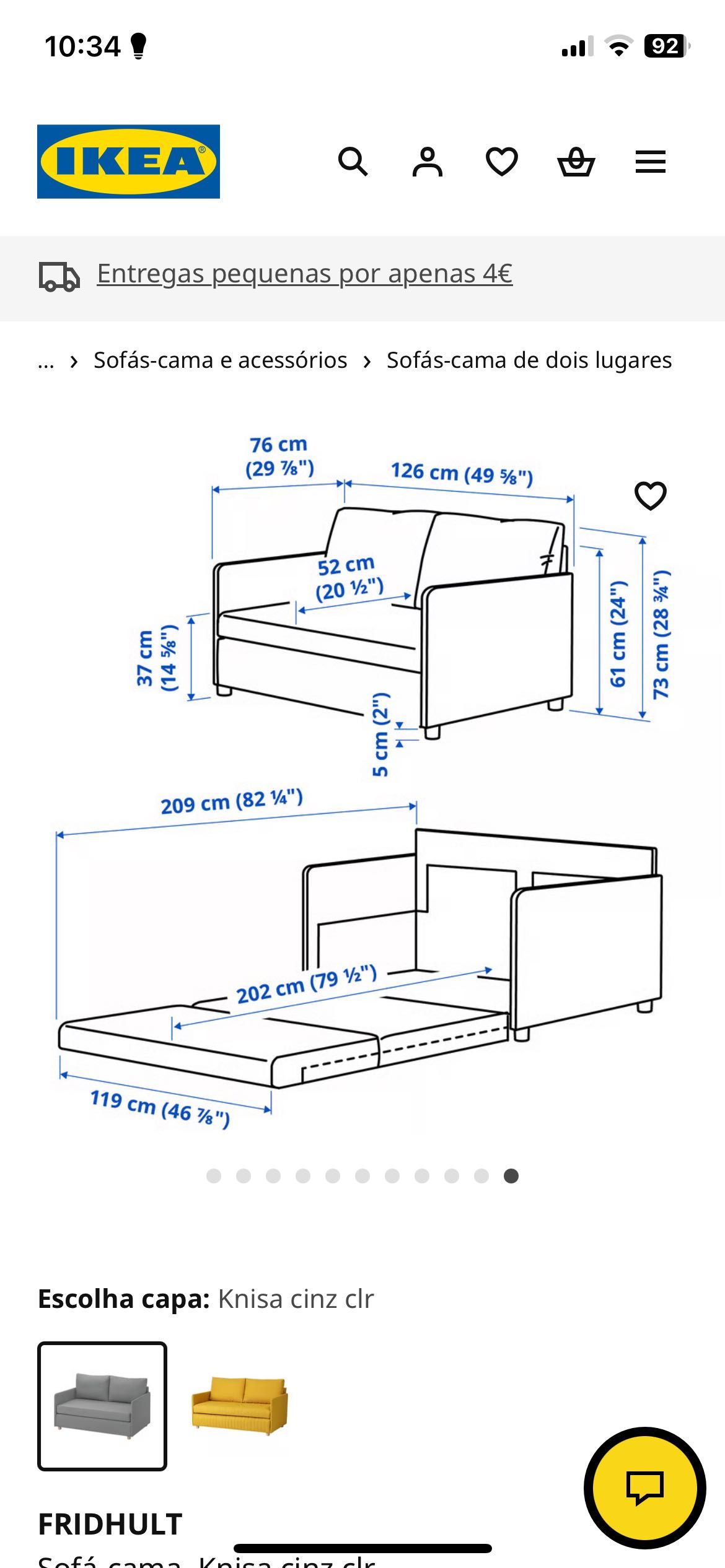 Sofá cama dois lugares ótimo estado