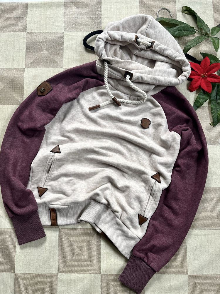 Naketano orginał bluza z kapturem bawełniana logo M cotton szara