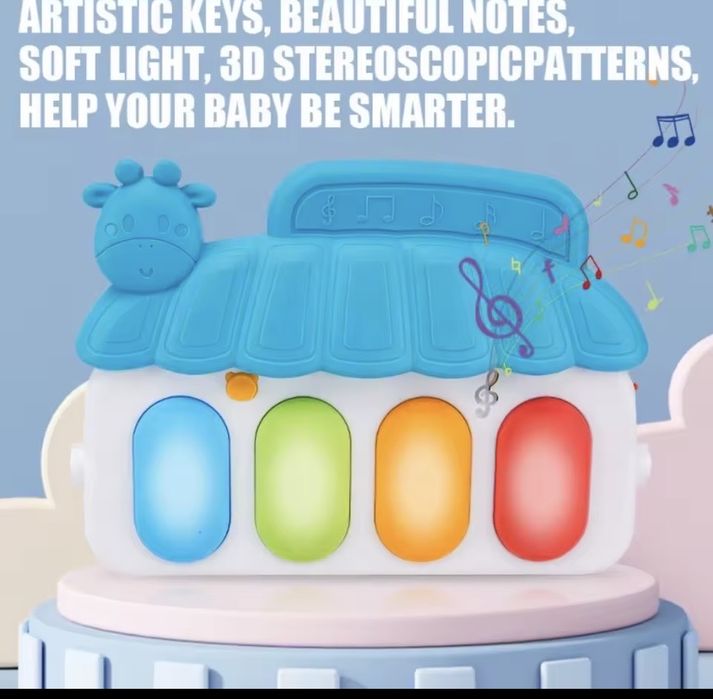 Музичний рожевий розвиваючий килим для немовлят