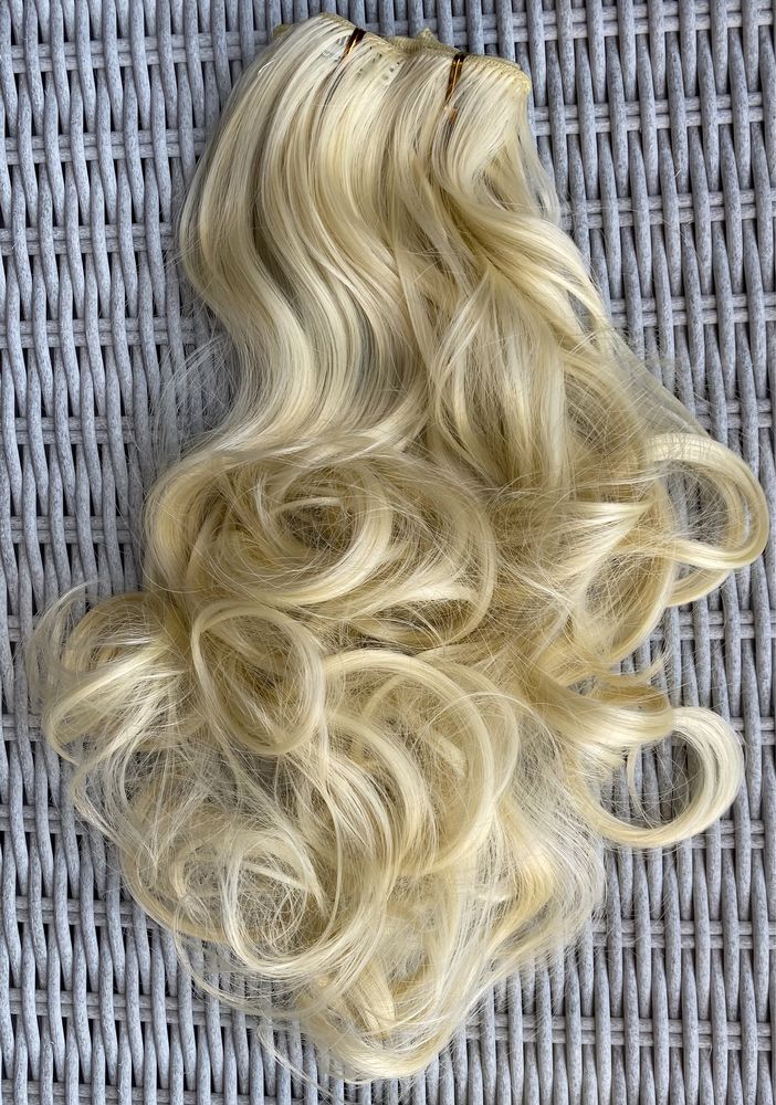 Włosy doczepiane, jasny blond, 16 klipsów, clip in ( 190 )