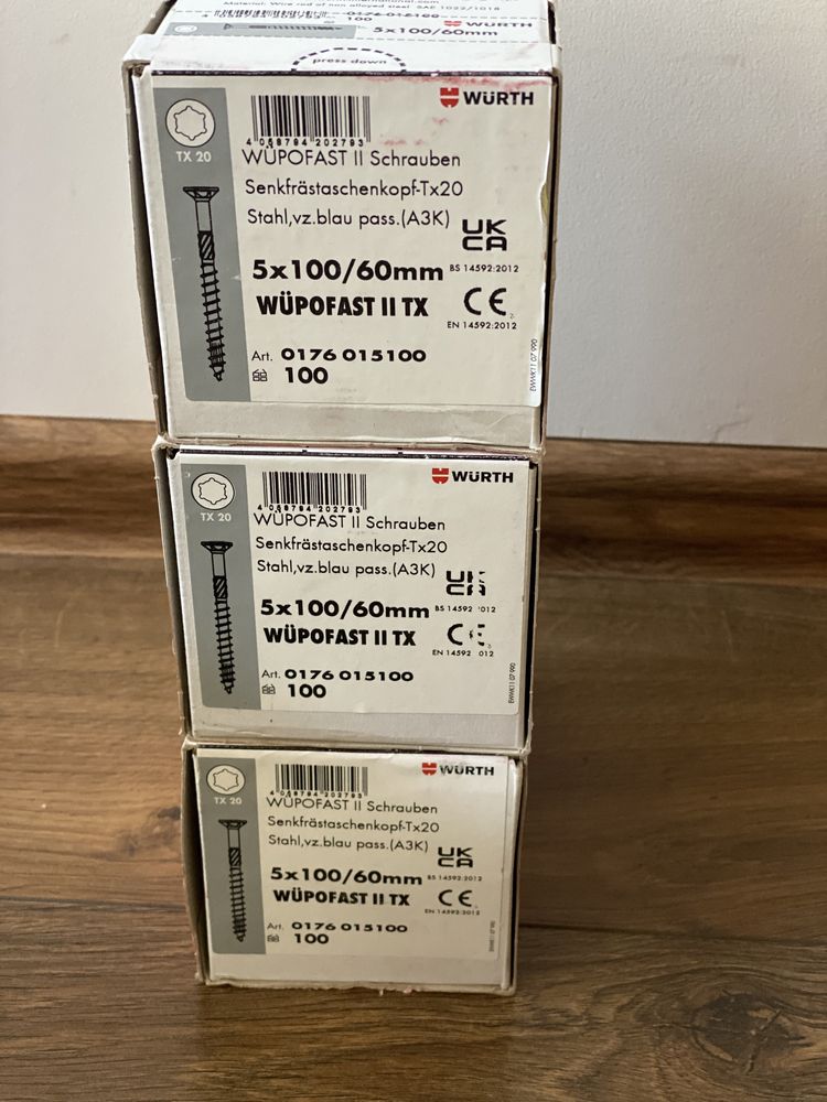 Саморізи шурупи гвинти Würth Wupofast 5*100/60mm