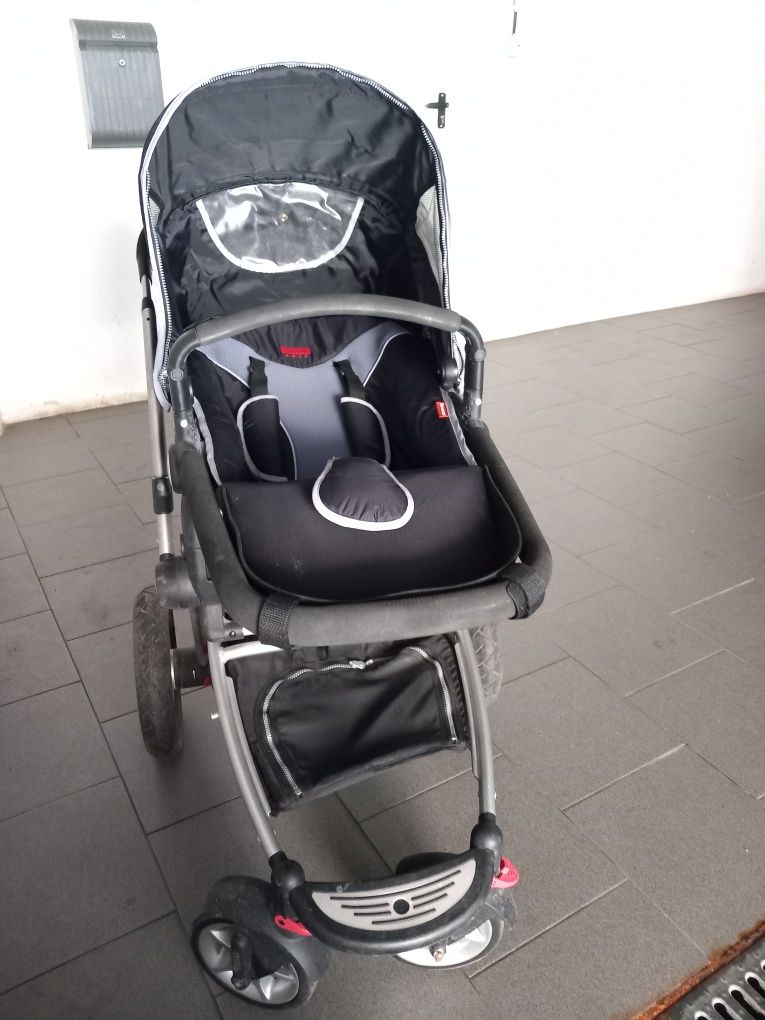 Conjunto Carrinho+Cadeira+Ovo+Isofix com acessórios