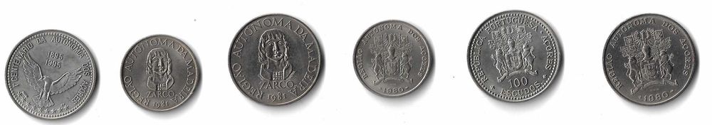 Açores e Madeira - 6 Moedas Comemorativas