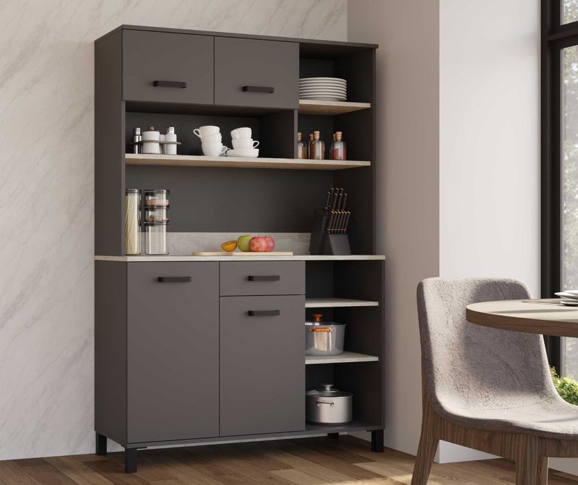 Bufet Kredens Kuchenny Linda Antracyt Zestaw  + Blaty