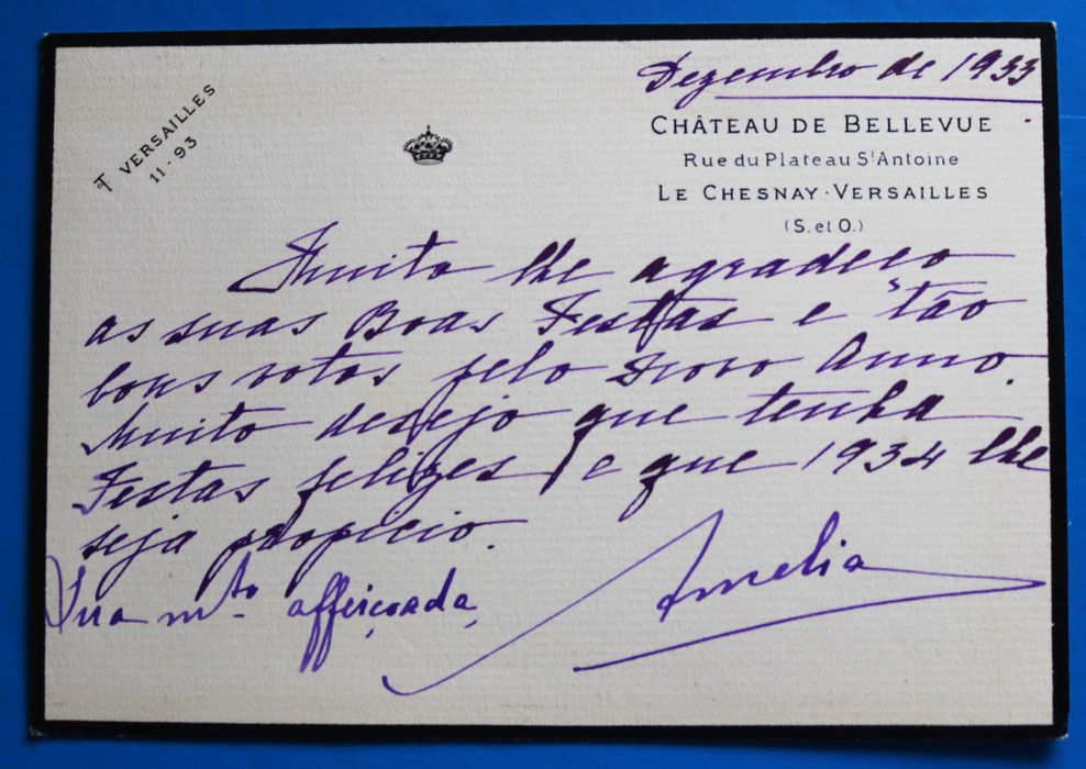 Carta Rainha D Amélia a Vellez Caldeira comandante Iate Amélia 1933