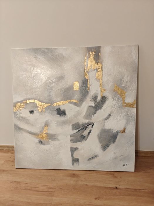 Obraz ręcznie malowany na płótnie "Marmurowa fala" 90x90