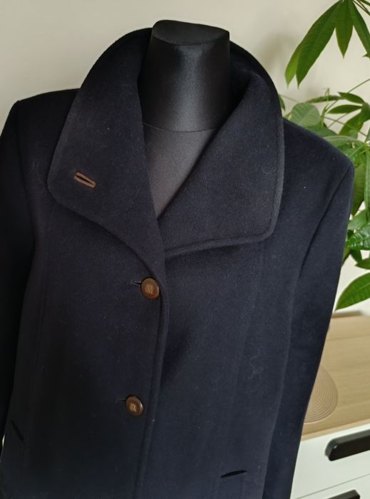 Granatowy męski płaszcz 70% wełna wool rozmiar XL