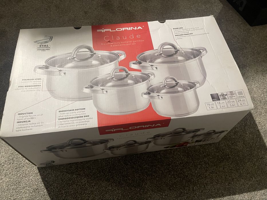 Garnki Florina 8 elementów - nowe