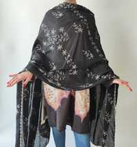 Duża chusta szal dupatta haftowana czarna bawełna orient hidżab hijab