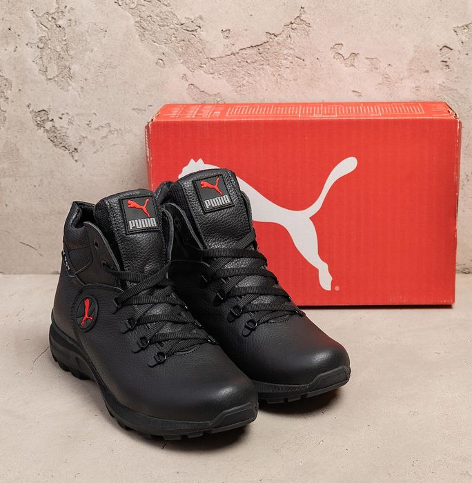 Новые мужские ботинки на зиму теплые, кожаные Puma кроссовки с мехом