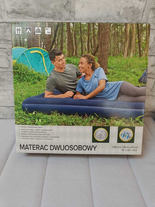 Dwuosobowy materac dmuchany welurowy flokowany