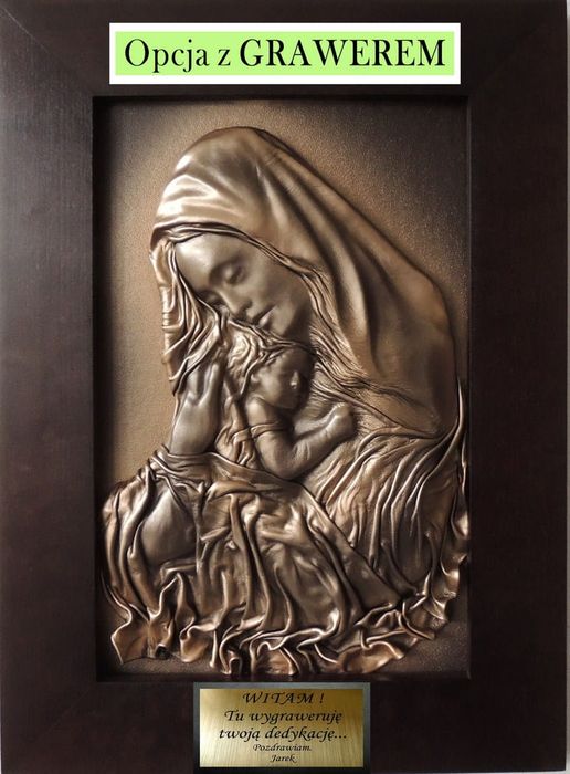 Pamiątka ślubu duża madonna z dzieciątkiem dla nowożeńców + GRAWER