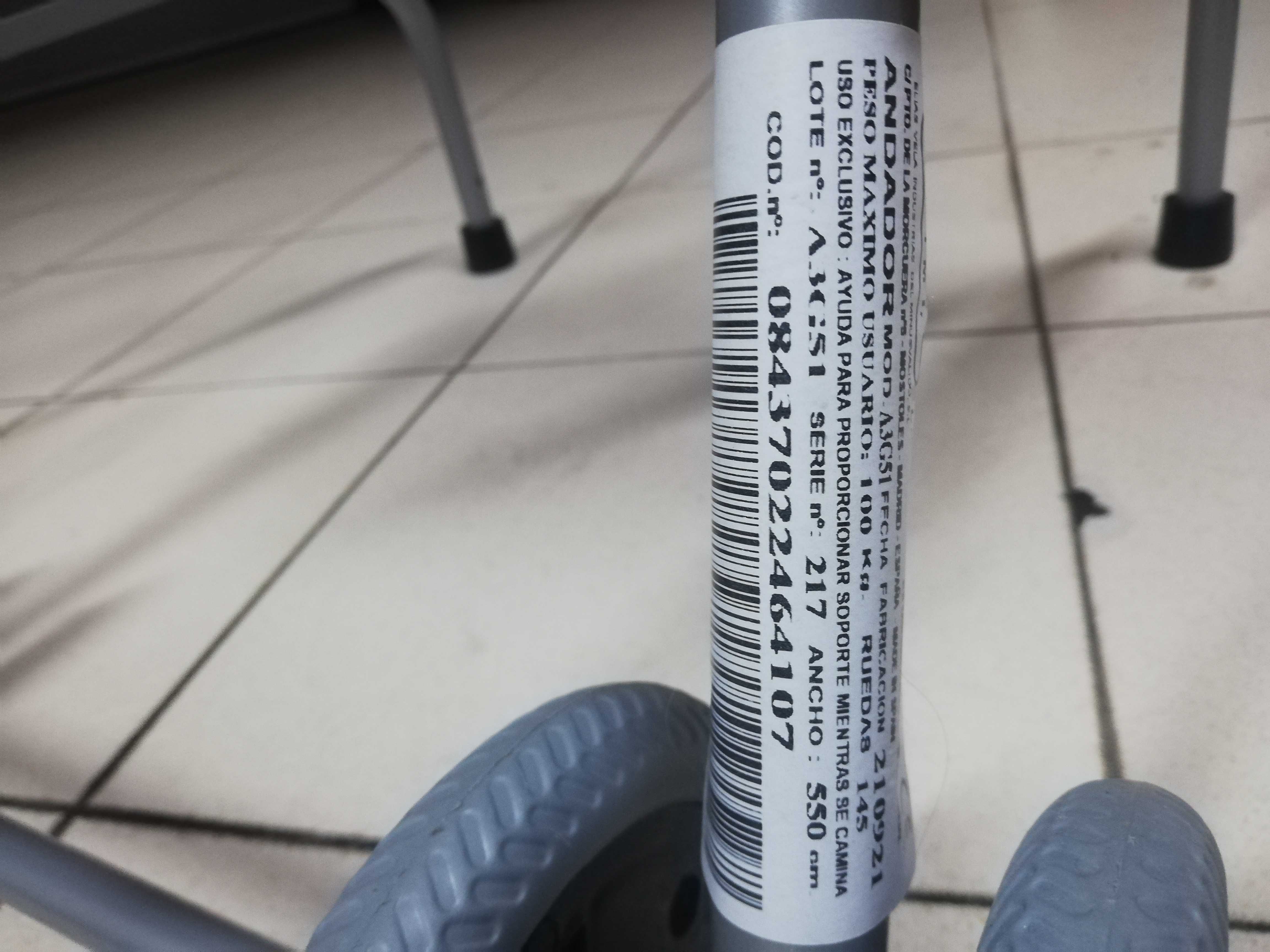 Andarilho certificado para utente até 100KG