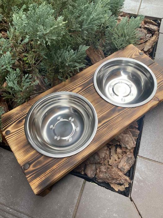 Дерев'яна підставка для мисок собак і котів