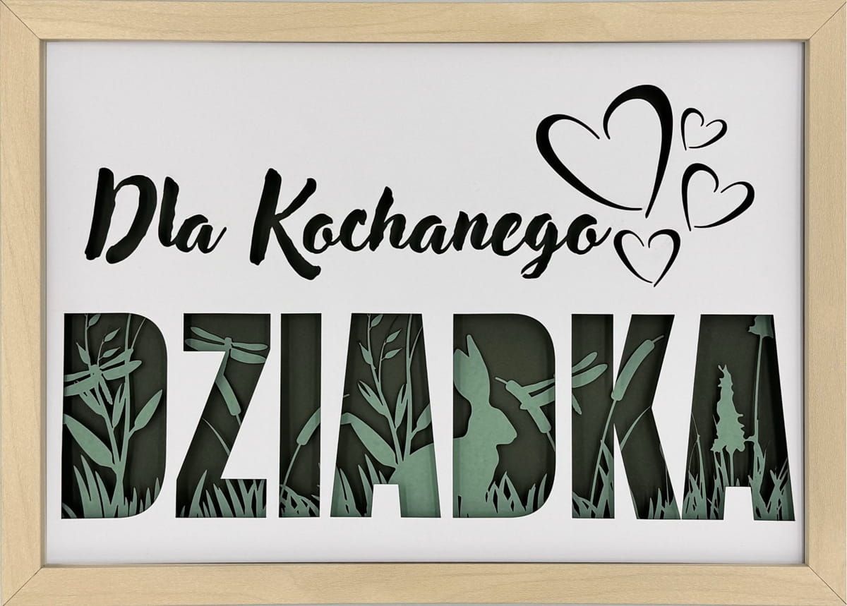 Ramka 3D shadow box Dla Kochanego Dziadka Łąka 32x23