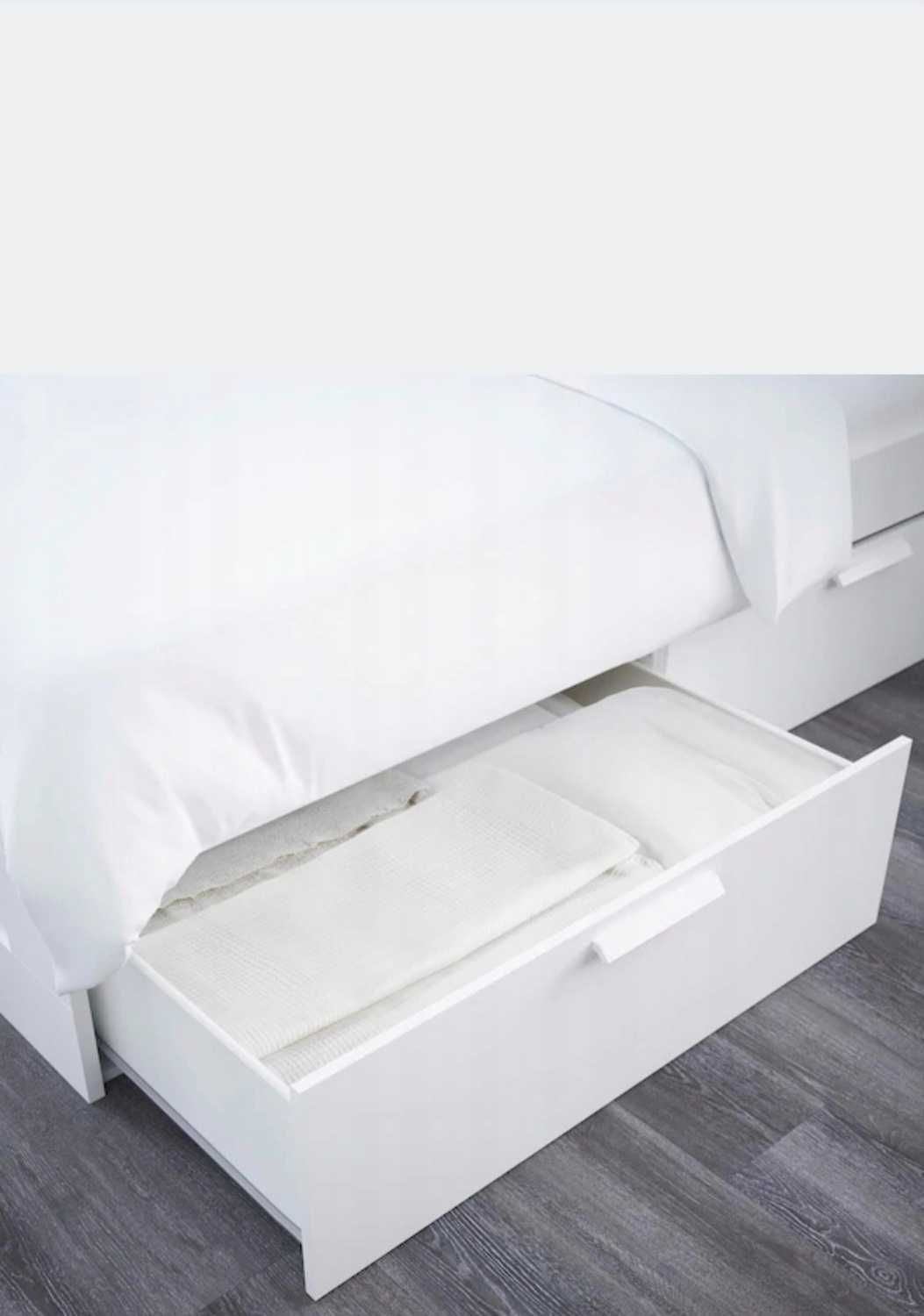 Łóżko IKEA BRIMNES 2 szuflady,zagłówek,materac,topper 180x200 JAK NOWE