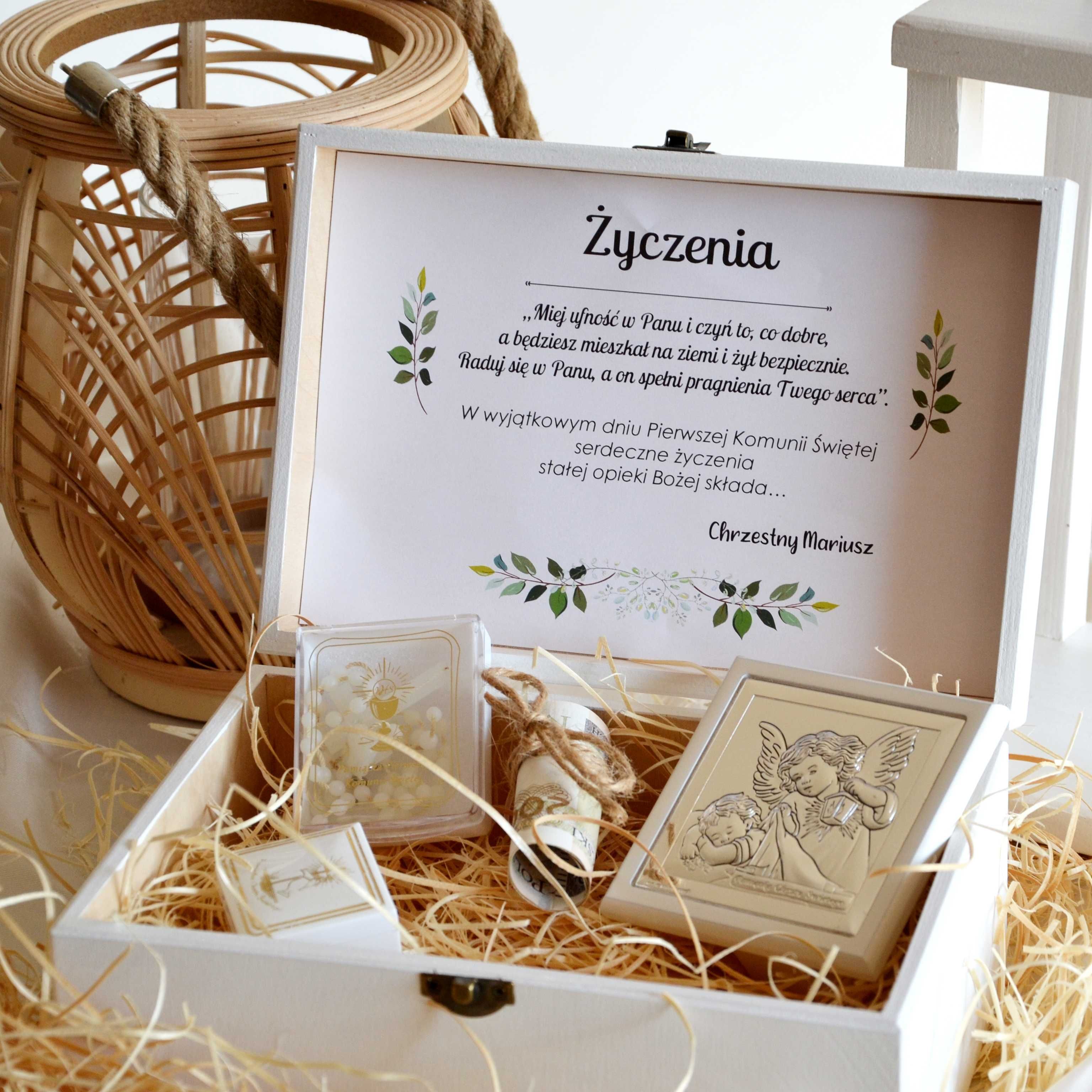 Pudełko grawerowane, prezent na komunię BOX 25x17x11 Pierwsza Komunia