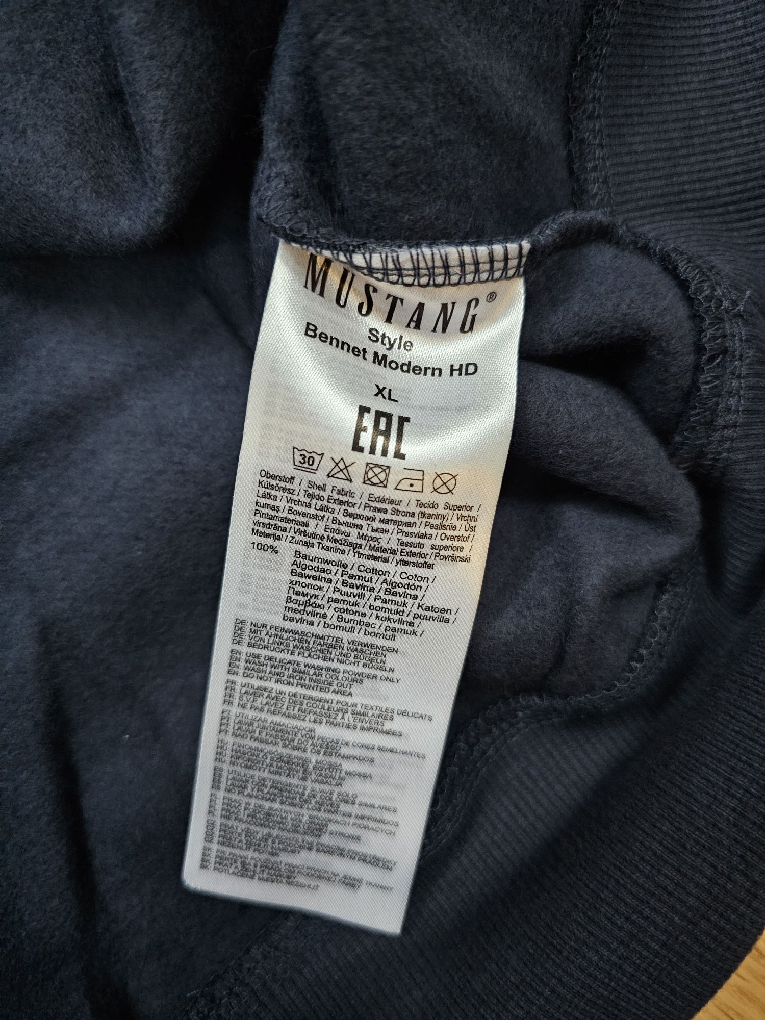Bluza z kapturem bawełniana Mustang rozmiar XL  granatowa hoodie