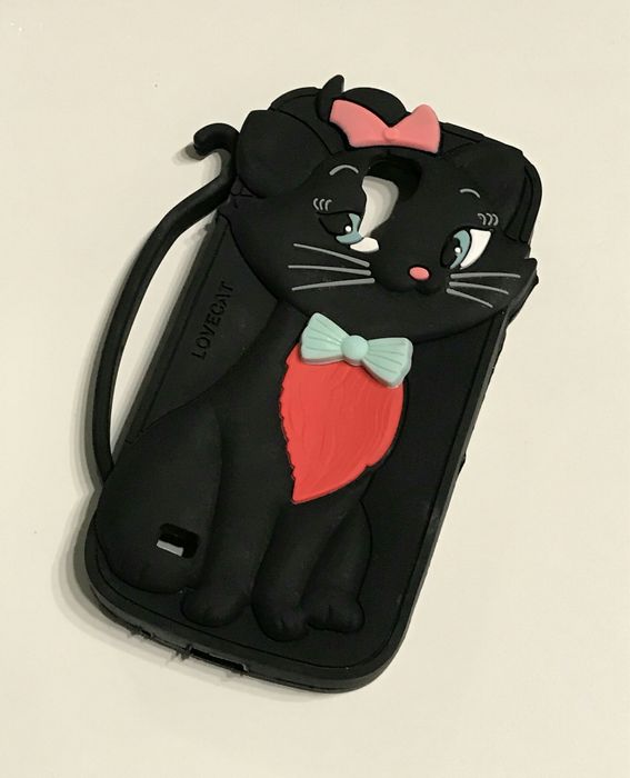 Gumowe Etui 3D Case Kotek Czarny Samsungi 13x6,8cm Obudowa Do Telefonu