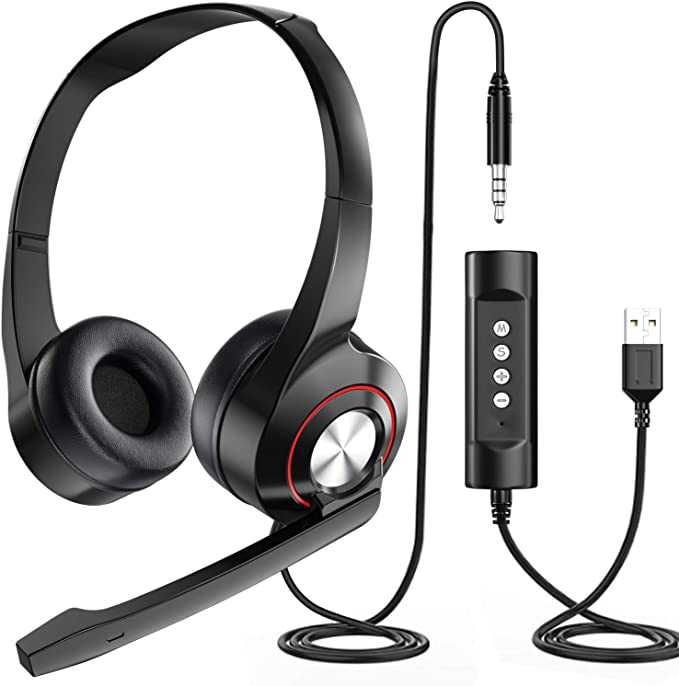 Newaner Auriculares PC com cabo e microfone - como novos