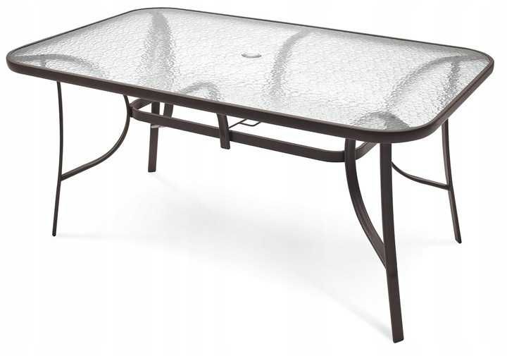 Komplet mebli ogrodowych dla 6 osób stół 150 cm i 6 krzeseł brązowych