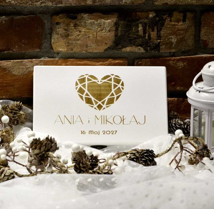 Pudełko na pieniądze, prezent na ślub wesele grawer BOX 22X13X6