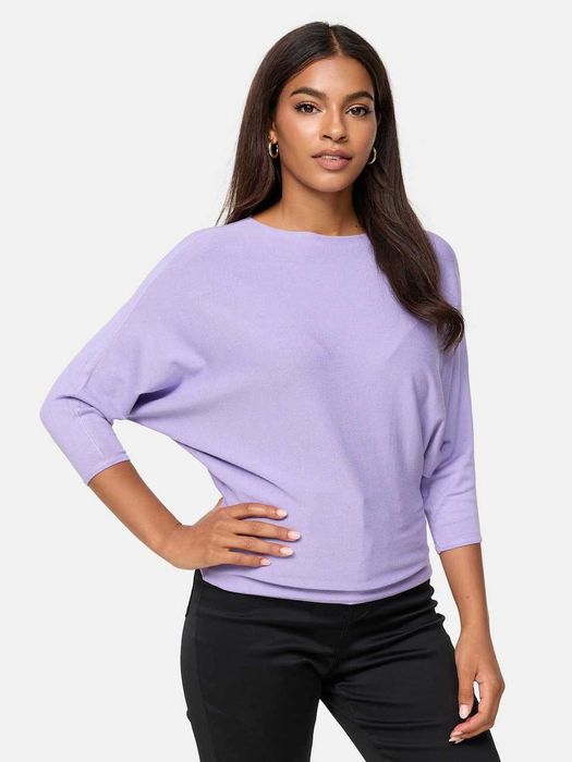 NOWY sweter nietoperzowy z wiskozy rękawy ¾ liliowy nietoperz Orsay S