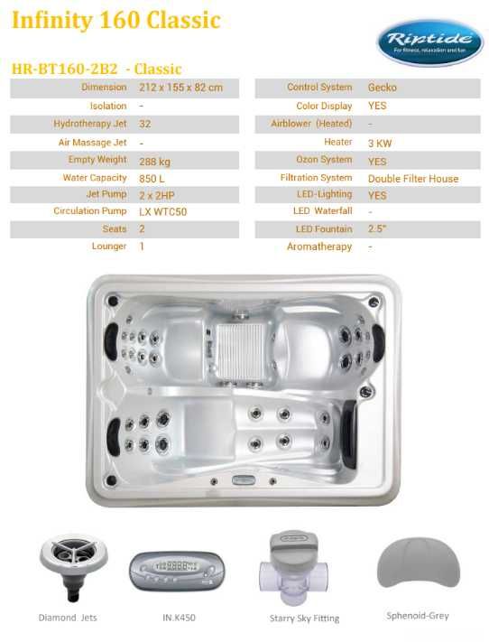 Jacuzzi wanna spa angielskiego producenta Infinity 160 classic