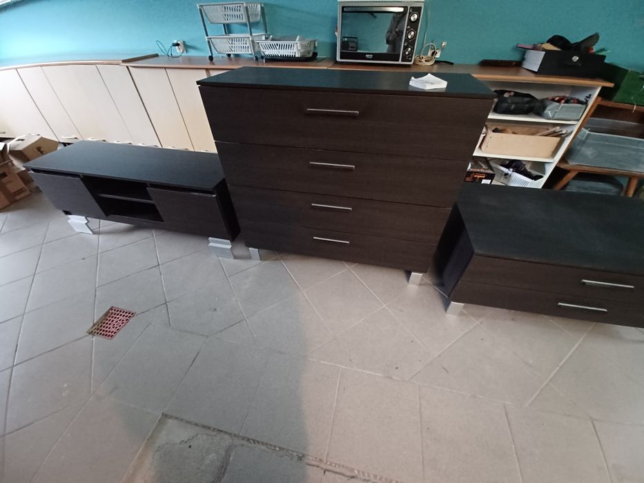 meble, zestaw, szafka, komoda, szafka rtv, kolor wenge