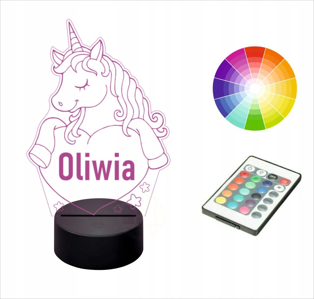 Lampka nocna na biurko imię UNICORN jednorożec