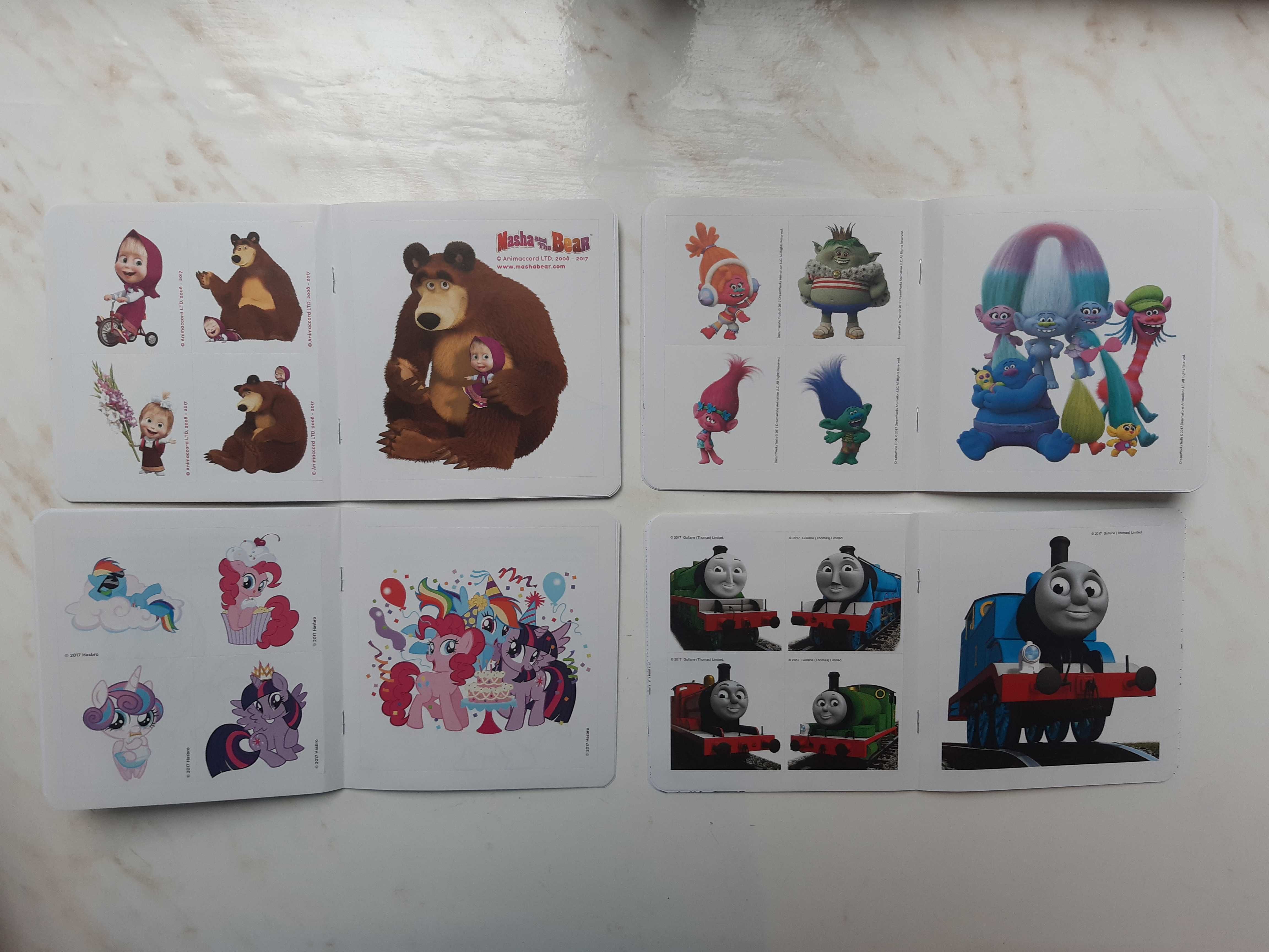 Zestaw 4 kolorowanek_Tomek_Trolle_Pony_Masha_14,5x15_20 stron każda