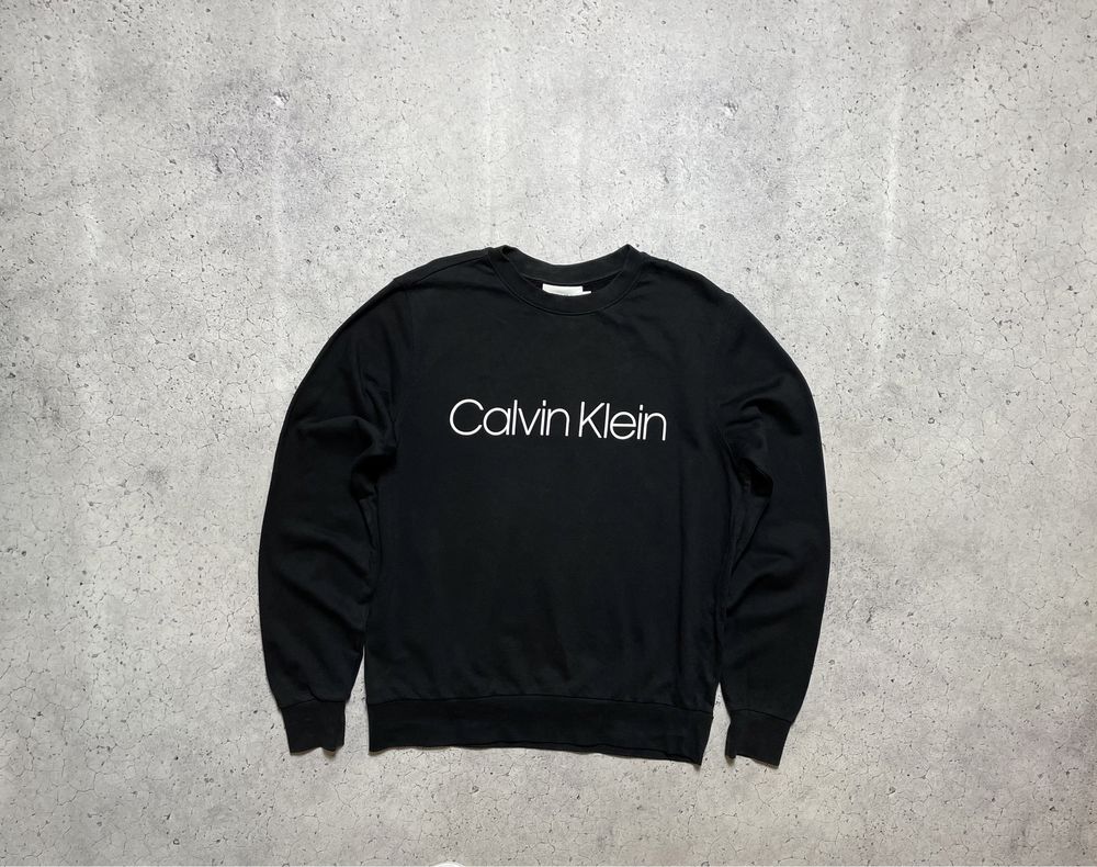 Мужская Кофта Свитшот Calvin Klein С Большим Лого Черный Оригинал M-L