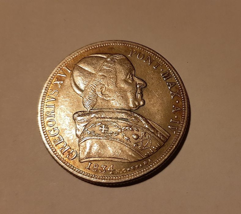 Moneta Watykan Grzegorz XVI scudo 1832