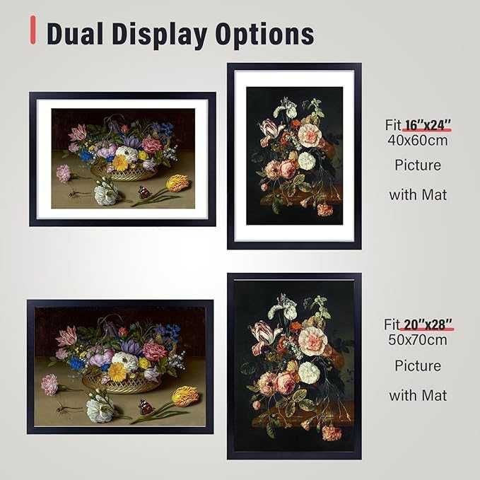 Duża Ramka 50x70 cm czarna z passe-partout MDF Pleksiglas