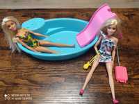 Dwie lalki Barbie z basenem