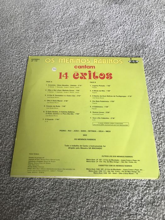 Vinil Os Meninos Rabinos Cantam 14 Êxitos