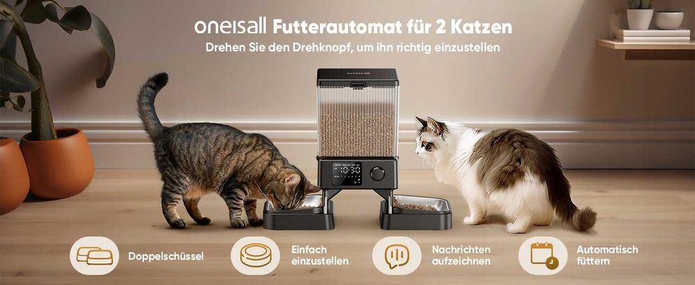 Automatyczny Dozownik karmy dla kota podajnik 2 miski inox oneisall 5l