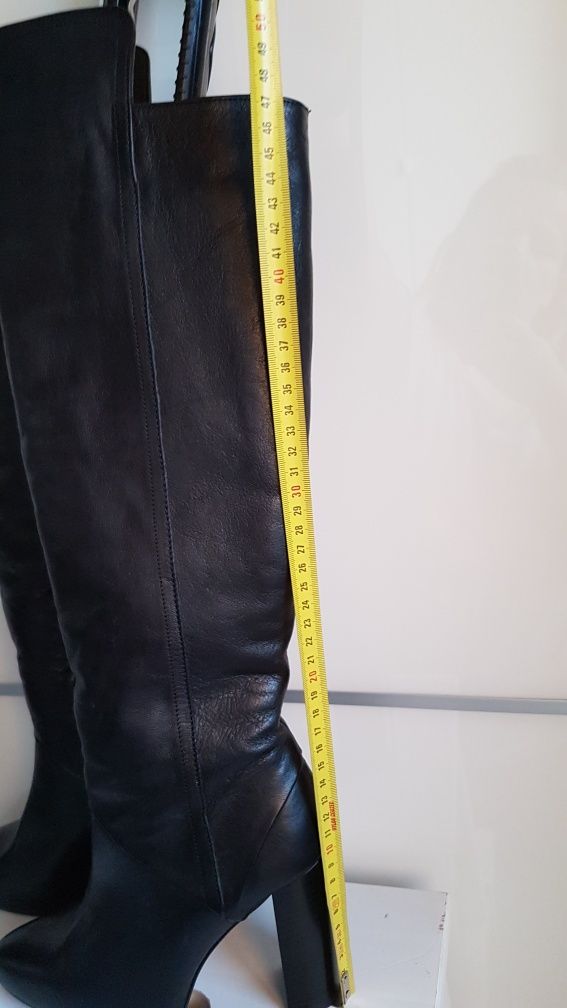 ZARA nowe czarne kozaki za kolano, SKÓRA, r. 35
