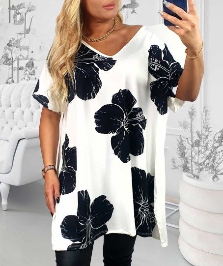 Bluzka plus size tunika asymetryczna 50/52/54/56