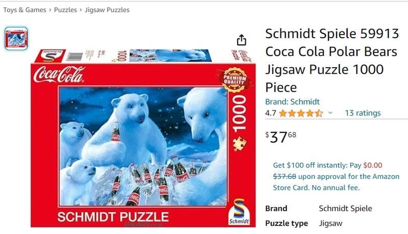 Пазли новорічні різдвяний пазл кока кола coca cola зимовий ведмідь