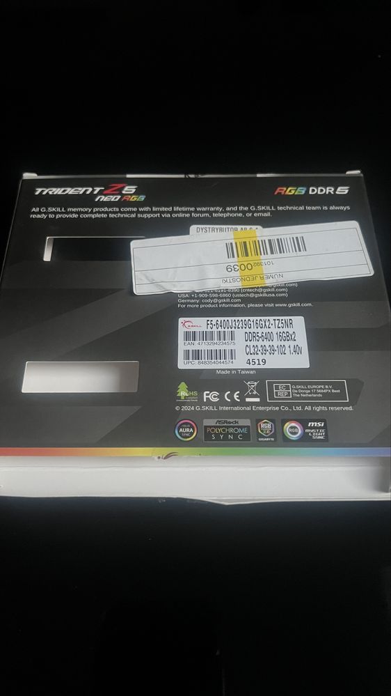 Pamięć RAM G.SKILL Trident Z5 neo RGB 32GB DDR5 6400 CL32