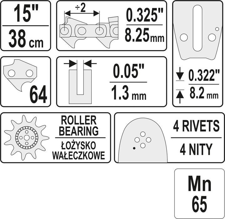 Prowadnica Łańcucha Do Pilarek 15'' 325U Yato