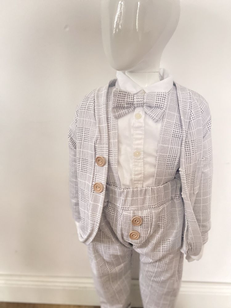 Elegancki garnitur w kratę rozmiar 86cm